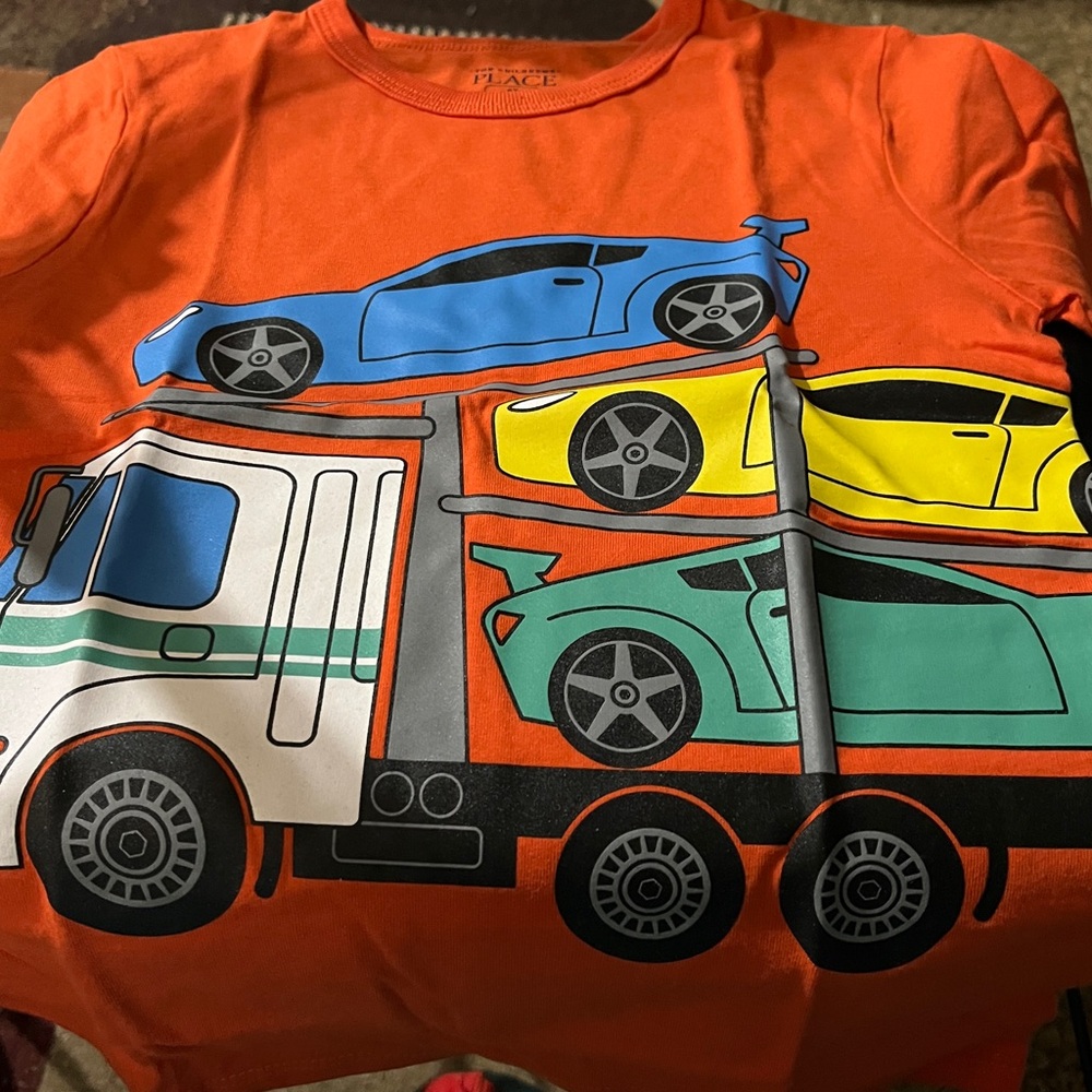The Children's Place Orange Car Transporter Tee